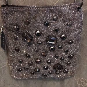 Sparkling small purse with long chain strap